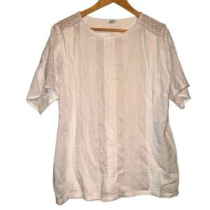 Old Navy blouse shirt white blouse lace like detail cotton rayon blend xl